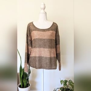 Free people mohair blend neutral strip box sweater sz xsmall